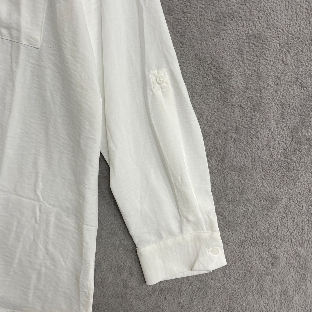 NEW Hilary Radley Women's L White Button Down Long Sleeve Shirt Top Polyester - Picture 10 of 11